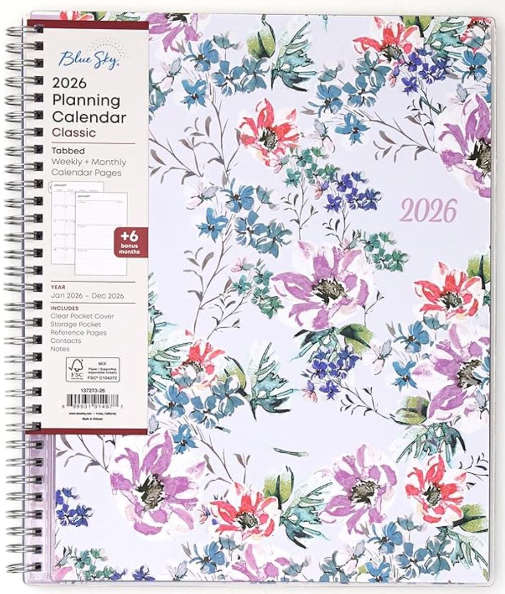 Blue Sky 2026 Weekly and Monthly Calendar Planner w/ Laminated Tabs, Laila
